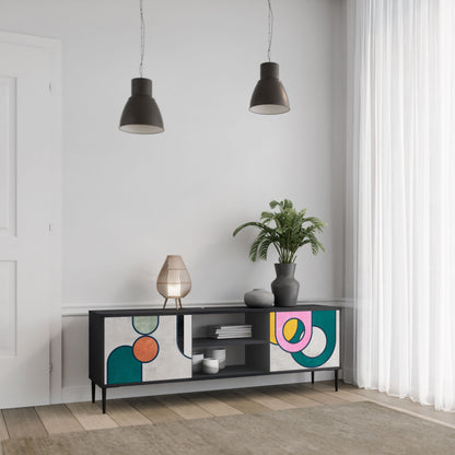 Mobile TV COOL STORY a 2 ante con finitura nera