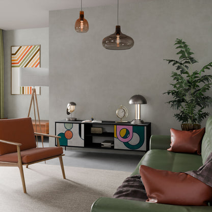 Mobile TV COOL STORY a 2 ante con finitura nera