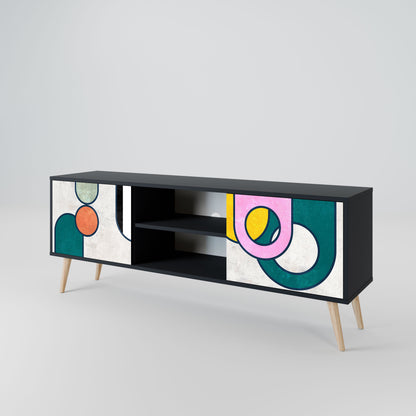 Mobile TV COOL STORY a 2 ante con finitura nera