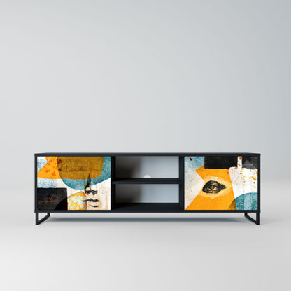 Mobile TV a 2 ante ABSTRACT FACES in finitura nera