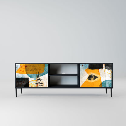 Mobile TV a 2 ante ABSTRACT FACES in finitura nera