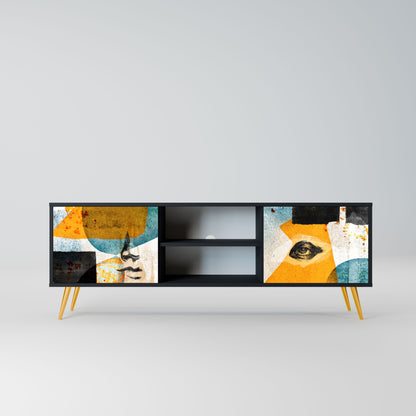 Mobile TV a 2 ante ABSTRACT FACES in finitura nera