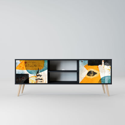 Mobile TV a 2 ante ABSTRACT FACES in finitura nera
