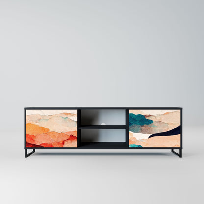 Mobile TV a 2 ante ABSTRACT LANDSCAPE in finitura nera