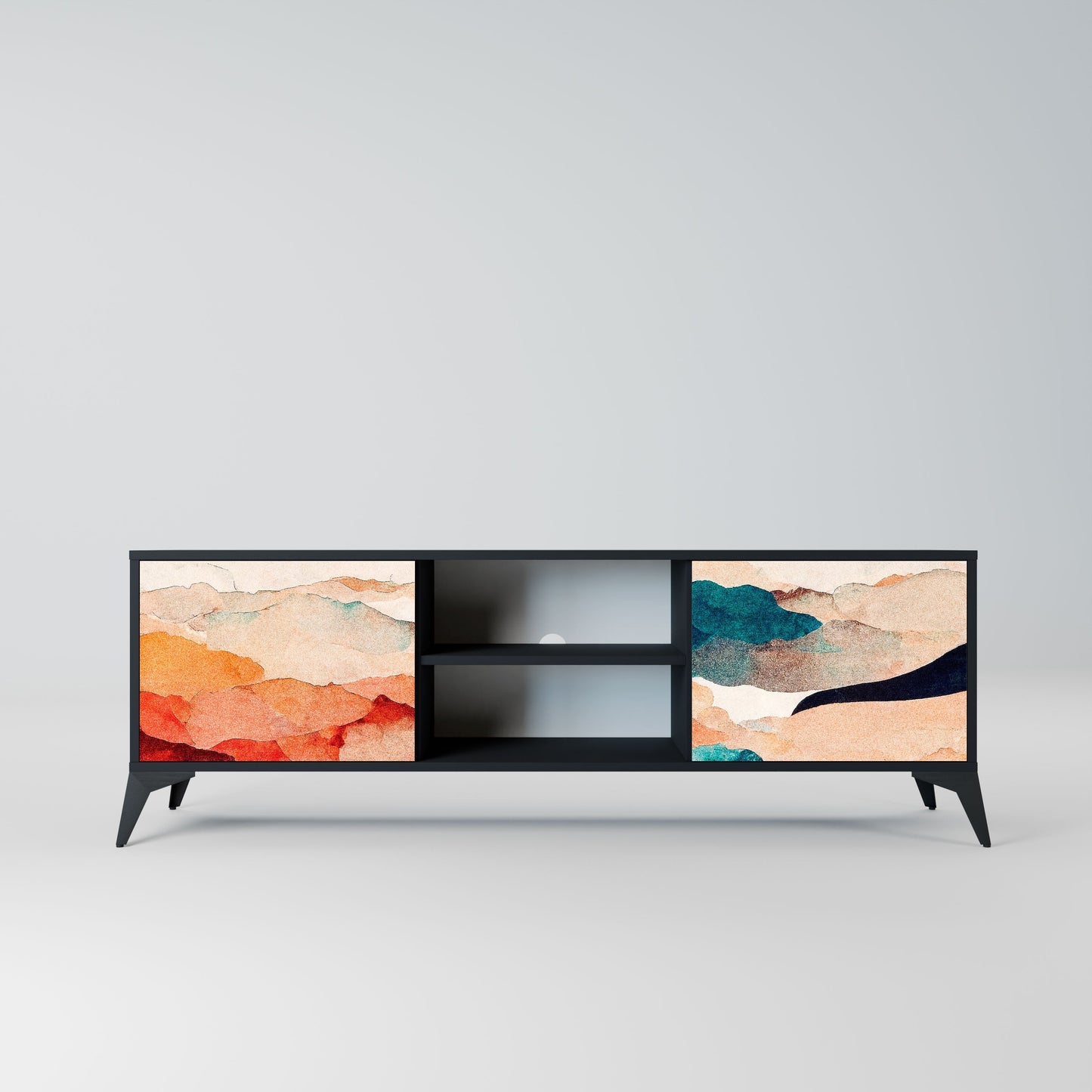 Mobile TV a 2 ante ABSTRACT LANDSCAPE in finitura nera