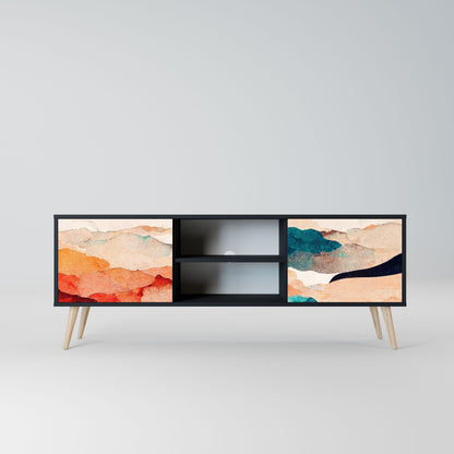 Mobile TV a 2 ante ABSTRACT LANDSCAPE in finitura nera