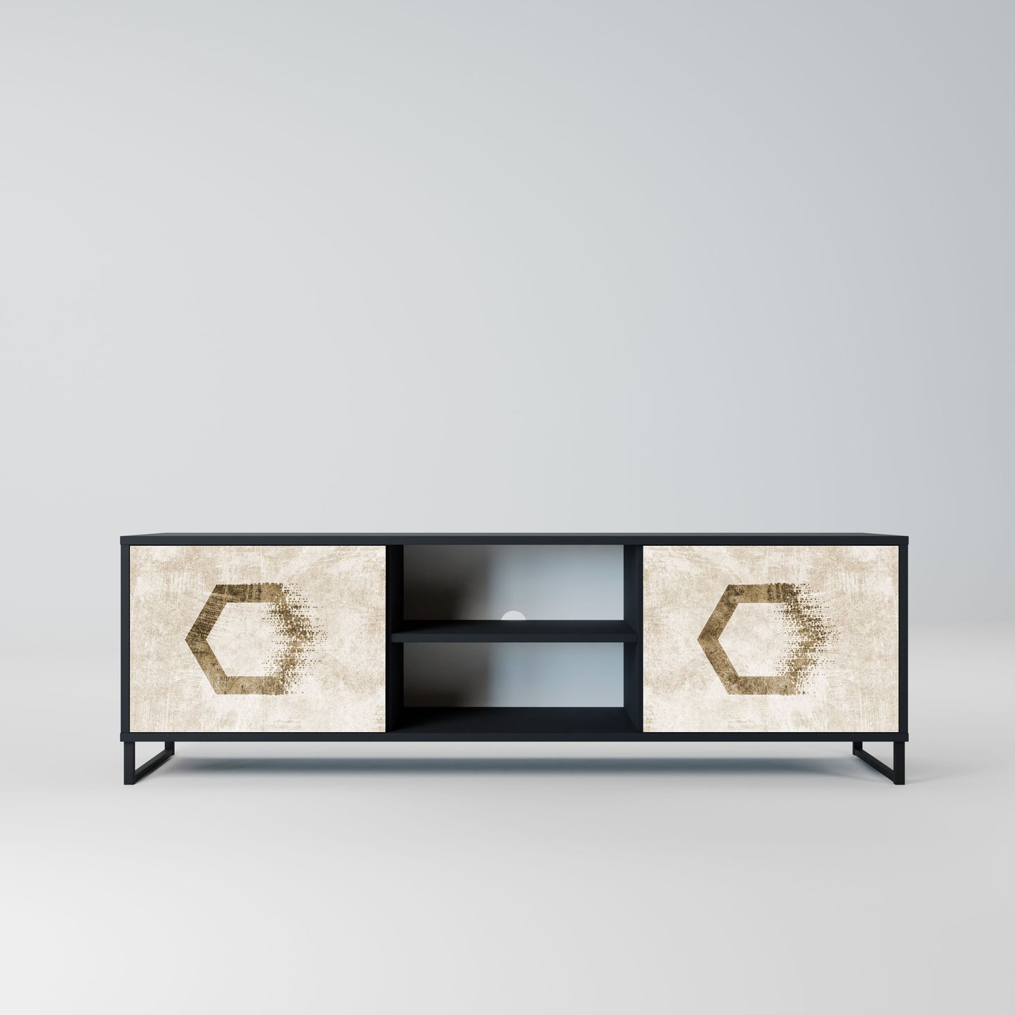 Mobile TV HEXAGONAL SHAPES a 2 ante in finitura nera