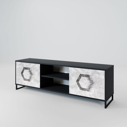Mobile TV HEXAGONAL FIGURES a 2 ante in finitura nera