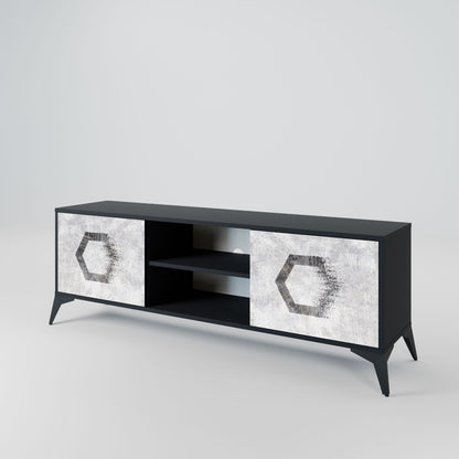 Mobile TV HEXAGONAL FIGURES a 2 ante in finitura nera
