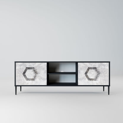 Mobile TV HEXAGONAL FIGURES a 2 ante in finitura nera
