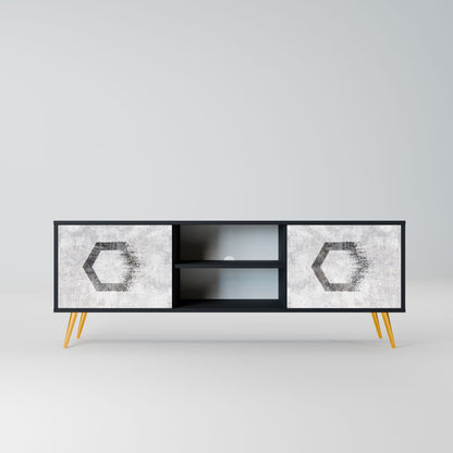 Mobile TV HEXAGONAL FIGURES a 2 ante in finitura nera