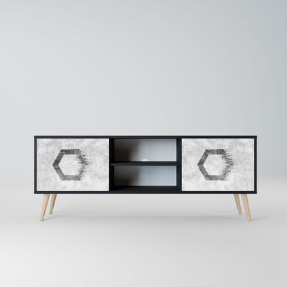 Mobile TV HEXAGONAL FIGURES a 2 ante in finitura nera