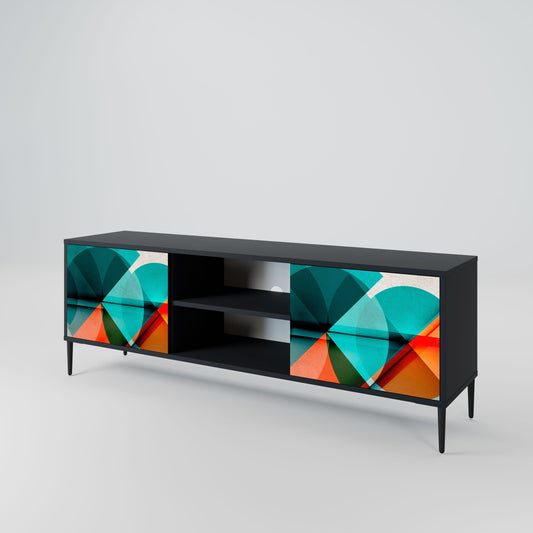 CIRCULAR RHAPSODY 2-Door TV Stand in Black Finish