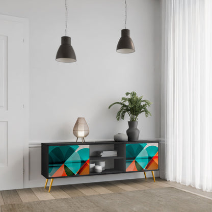 CIRCULAR RHAPSODY 2-Door TV Stand in Black Finish