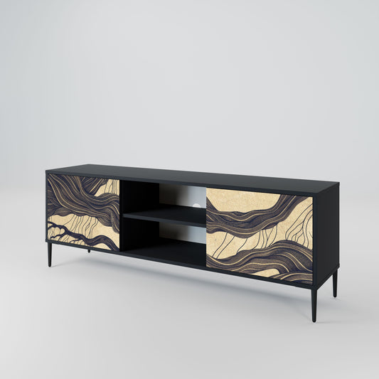 UNIFIED FRAGMENTS 2-Door TV Stand in Black Finish
