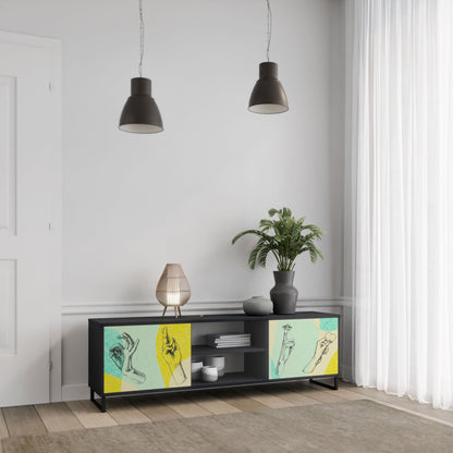 BODY LANGUAGE 2-Door TV Stand in Black Finish