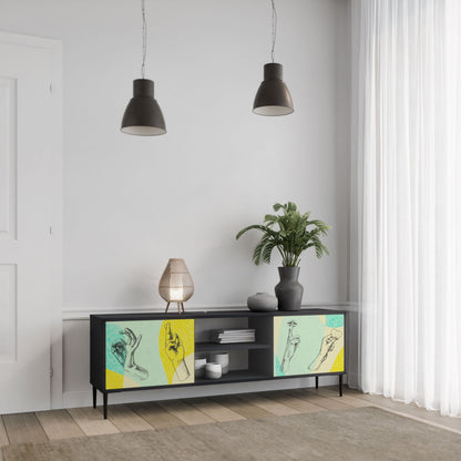 BODY LANGUAGE 2-Door TV Stand in Black Finish