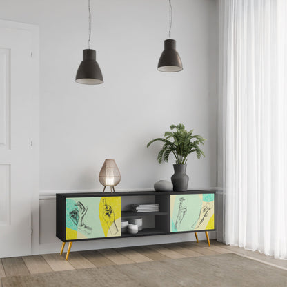 BODY LANGUAGE 2-Door TV Stand in Black Finish