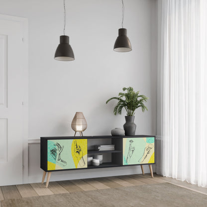 BODY LANGUAGE 2-Door TV Stand in Black Finish