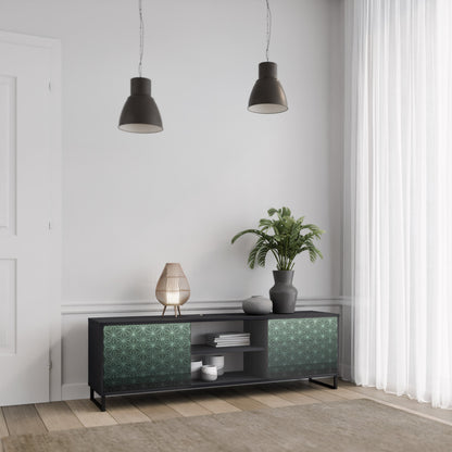 Mobile TV ORNAMENTAL GLIMMER a 2 ante con finitura nera