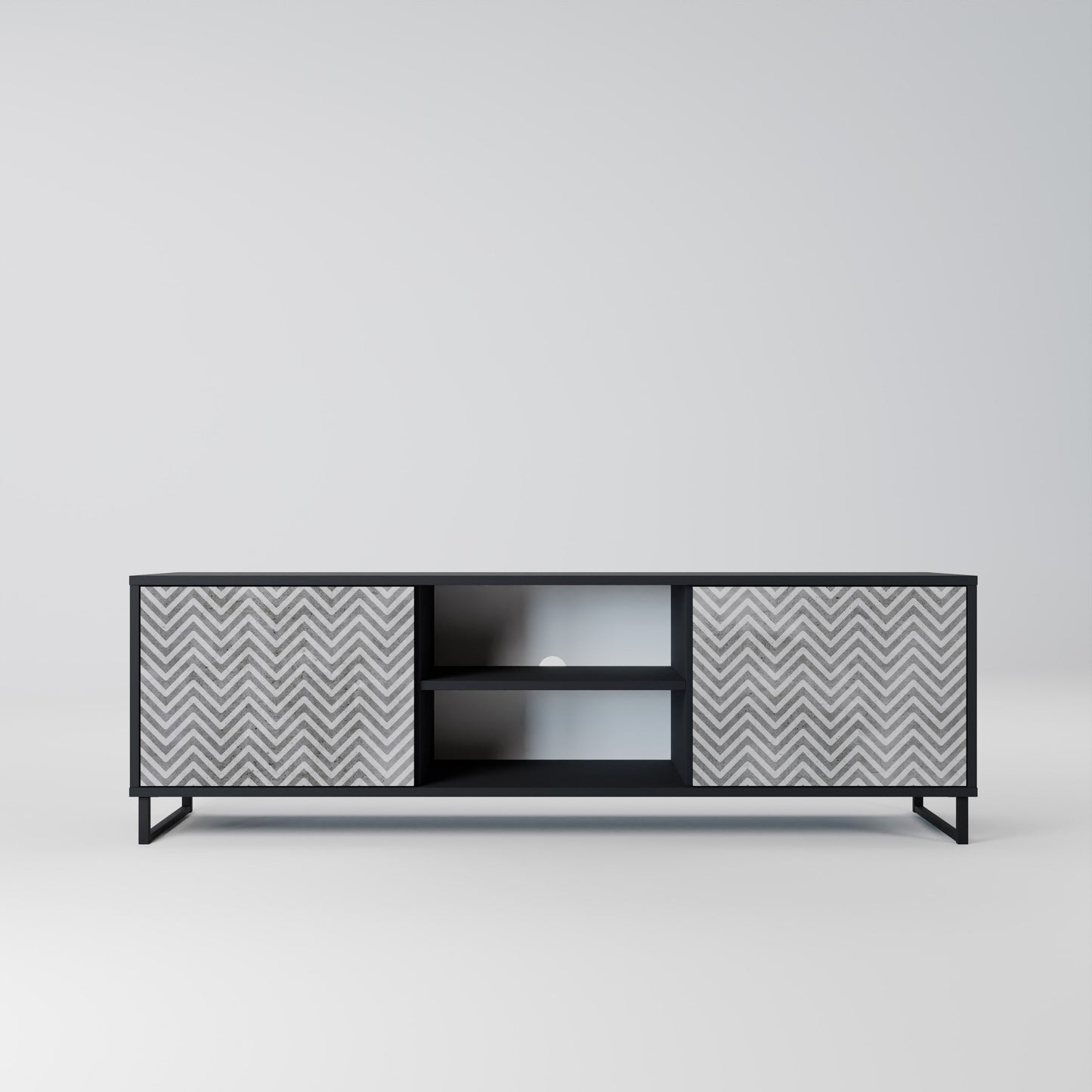 Mobile TV CONCRETE ZIG ZAG a 2 ante in finitura nera