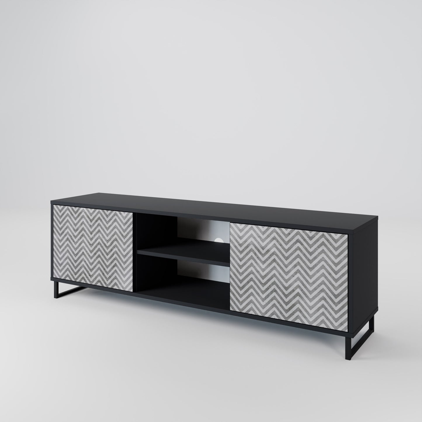 Mobile TV CONCRETE ZIG ZAG a 2 ante in finitura nera