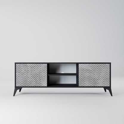 Mobile TV CONCRETE ZIG ZAG a 2 ante in finitura nera