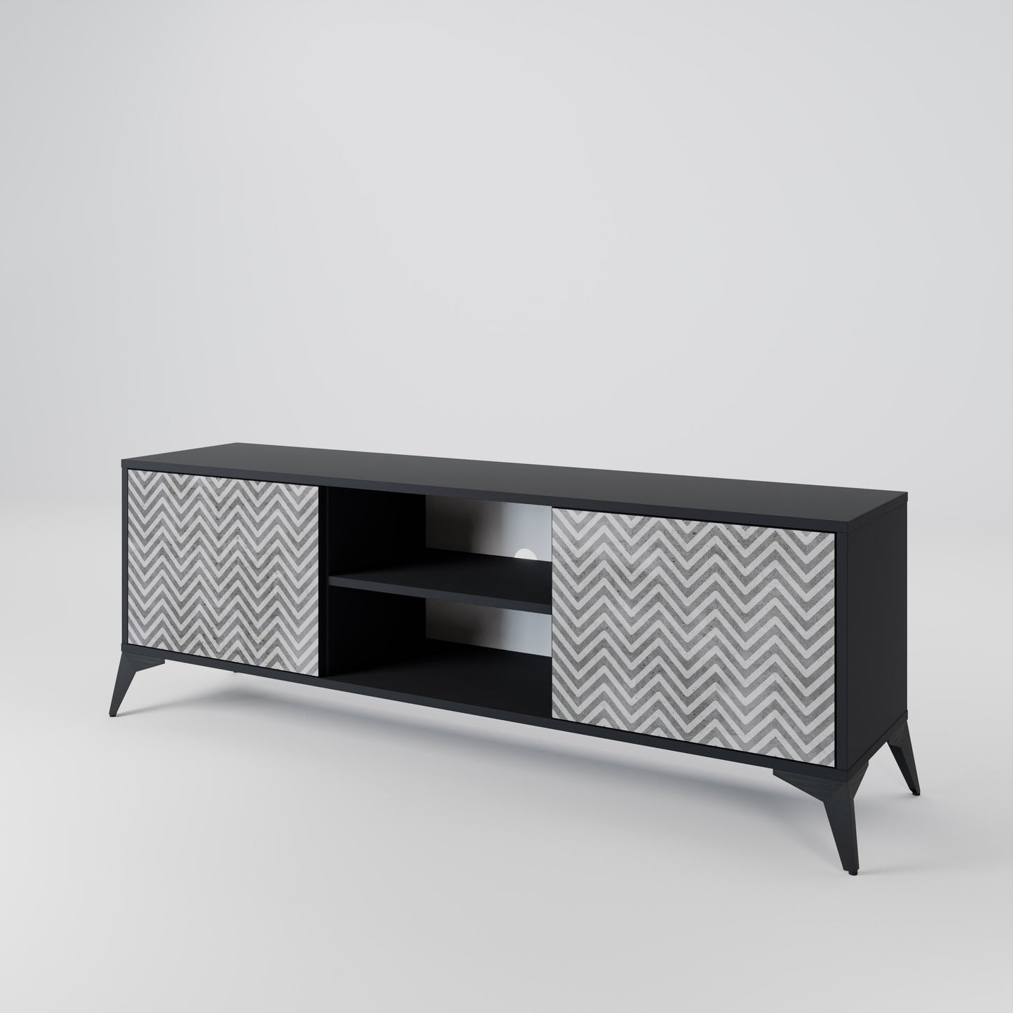 Mobile TV CONCRETE ZIG ZAG a 2 ante in finitura nera