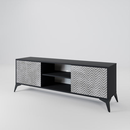Mobile TV CONCRETE ZIG ZAG a 2 ante in finitura nera