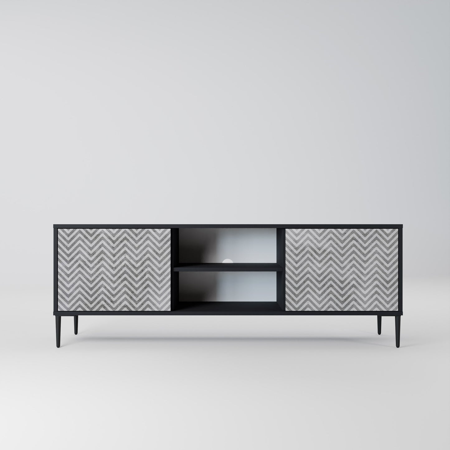 Mobile TV CONCRETE ZIG ZAG a 2 ante in finitura nera
