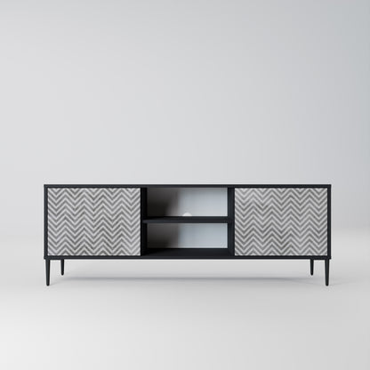 Mobile TV CONCRETE ZIG ZAG a 2 ante in finitura nera