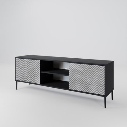 Mobile TV CONCRETE ZIG ZAG a 2 ante in finitura nera