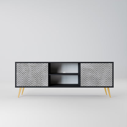 Mobile TV CONCRETE ZIG ZAG a 2 ante in finitura nera