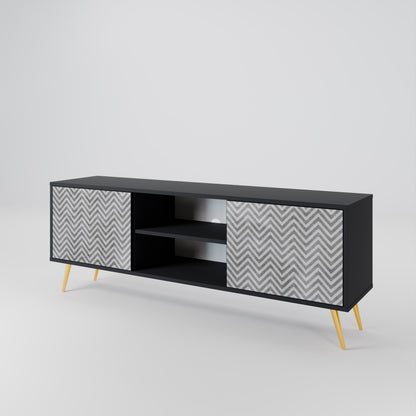 Mobile TV CONCRETE ZIG ZAG a 2 ante in finitura nera