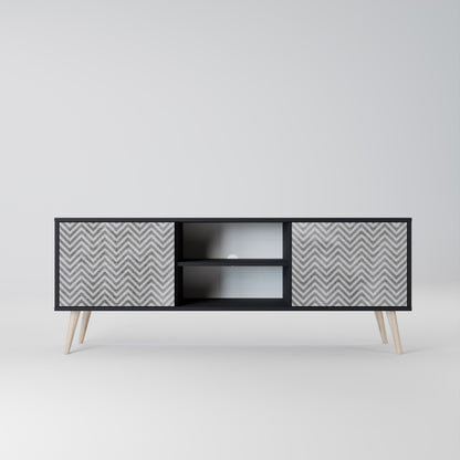Mobile TV CONCRETE ZIG ZAG a 2 ante in finitura nera