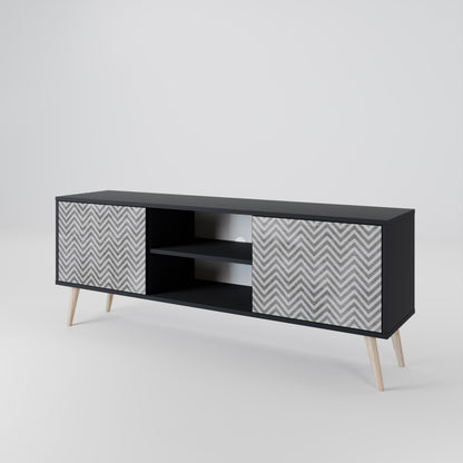 Mobile TV CONCRETE ZIG ZAG a 2 ante in finitura nera