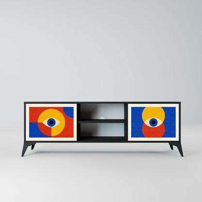 GEOMETRIC EYES 2-Door TV Stand in Black Finish