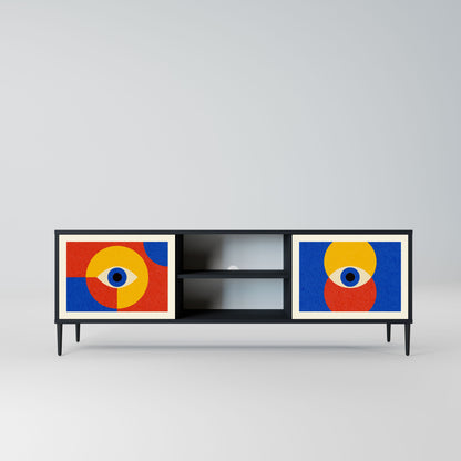 GEOMETRIC EYES 2-Door TV Stand in Black Finish