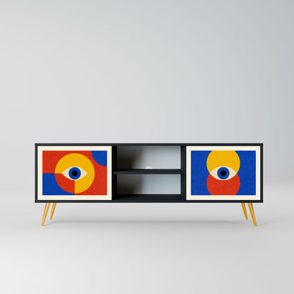 GEOMETRIC EYES 2-Door TV Stand in Black Finish