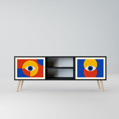 GEOMETRIC EYES 2-Door TV Stand in Black Finish