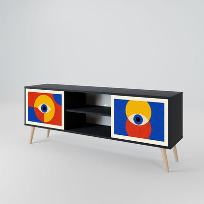 GEOMETRIC EYES 2-Door TV Stand in Black Finish