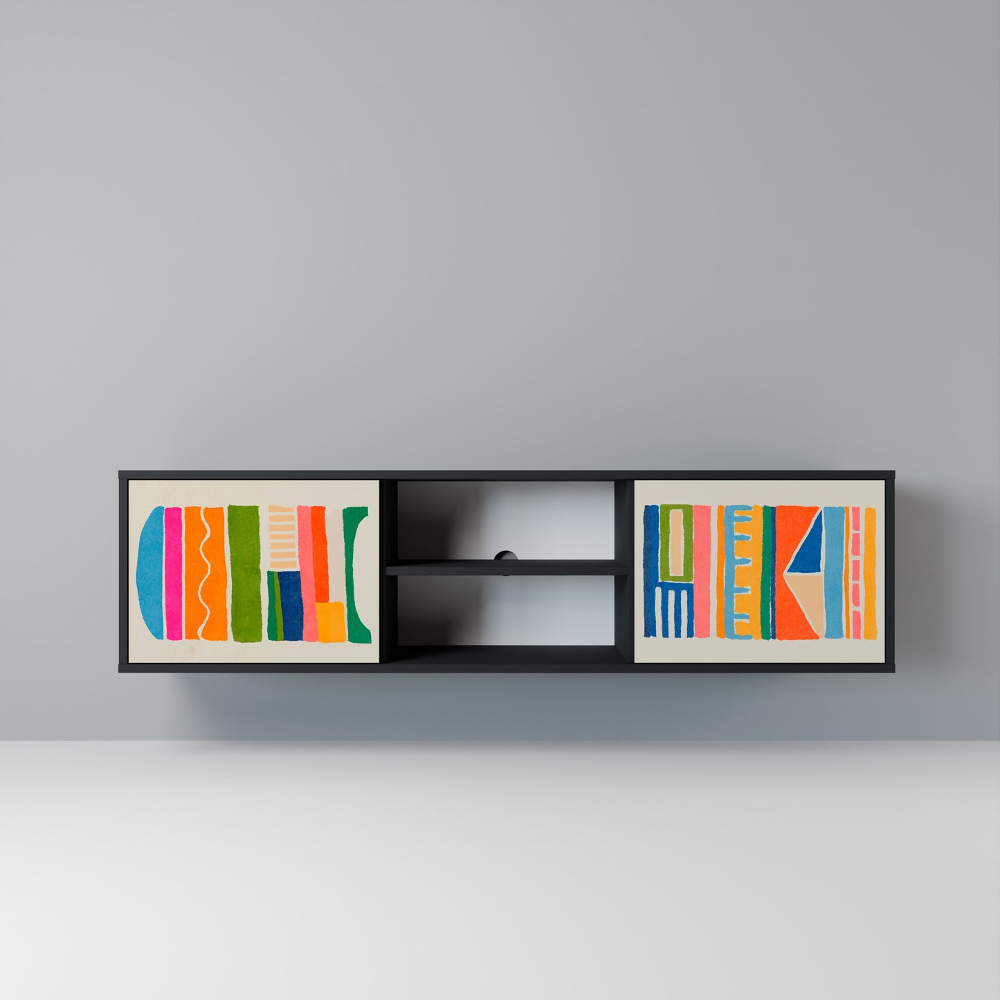GEOMETRIC SHINE Mobile TV a 2 Ante in Finitura Nera