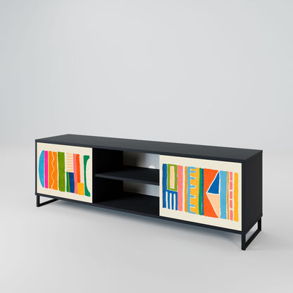 Mobile TV GEOMETRIC SHINE a 2 ante in finitura nera