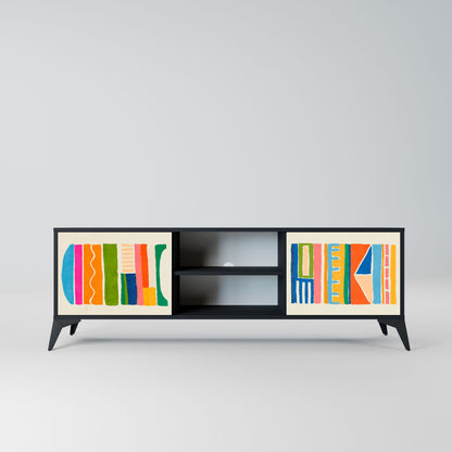 Mobile TV GEOMETRIC SHINE a 2 ante in finitura nera