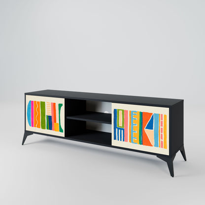 Mobile TV GEOMETRIC SHINE a 2 ante in finitura nera