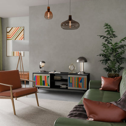 Mobile TV GEOMETRIC SHINE a 2 ante in finitura nera