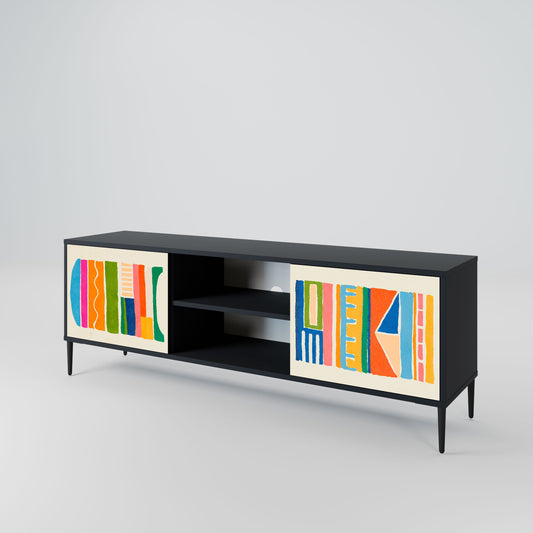 Mobile TV GEOMETRIC SHINE a 2 ante in finitura nera