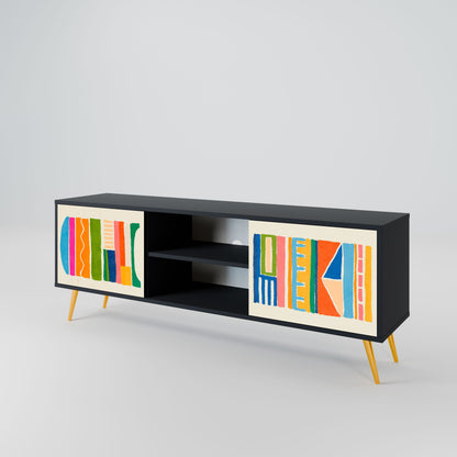 Mobile TV GEOMETRIC SHINE a 2 ante in finitura nera