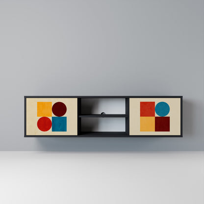 GEOMETRIC PUZZLE Mobile TV a 2 Ante in Finitura Nera