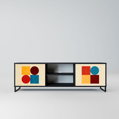GEOMETRIC PUZZLE 2-Door TV Stand in Black Finish